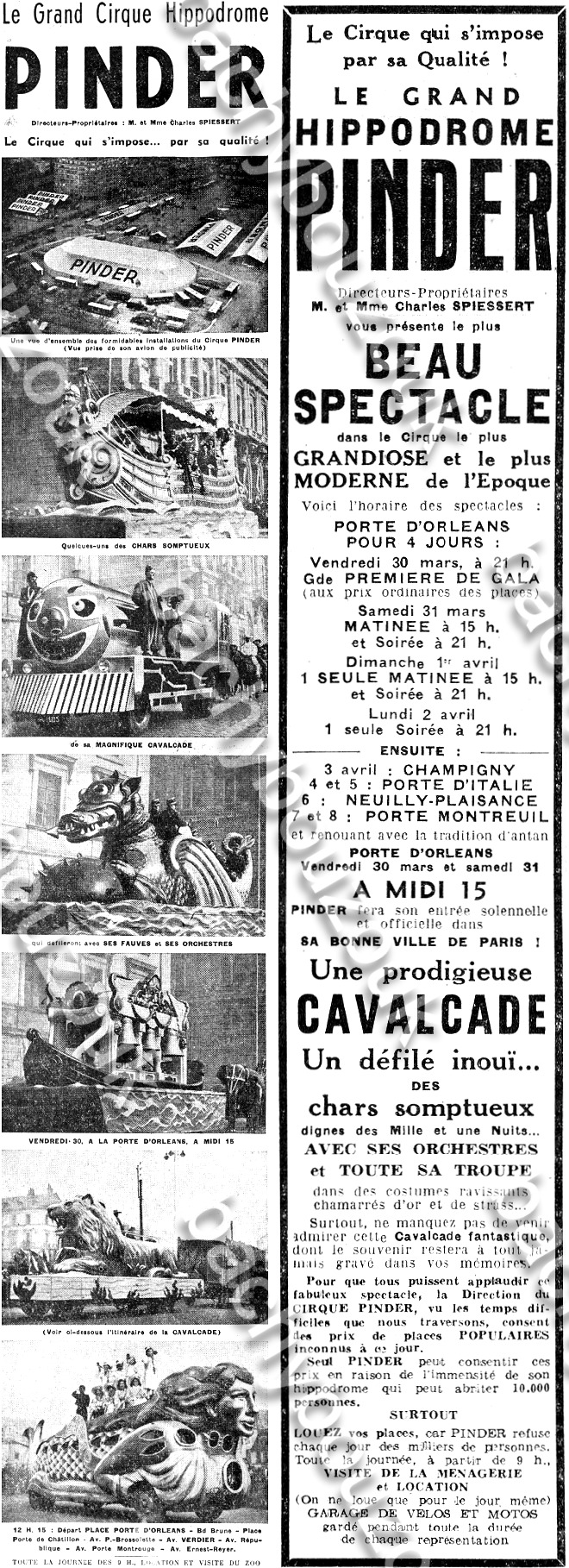 cavalcade cirque Pinder mars 1951