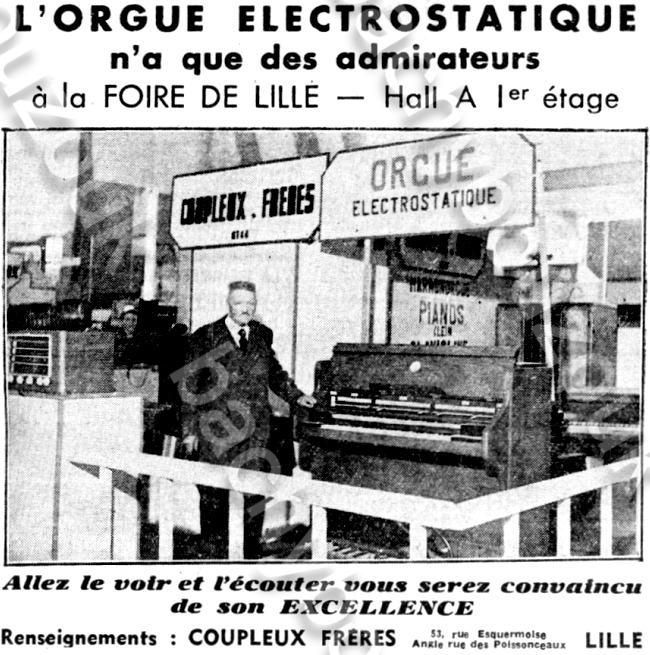 Orgue Electrostatique Coupleux Frères lille